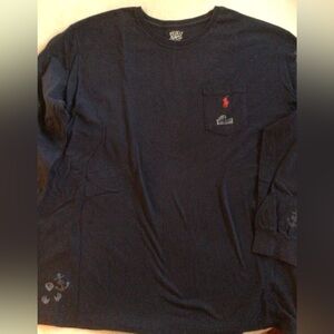 CUSTOMIZED Polo Ralph Lauren Navy Blue Long Sleeve Tee